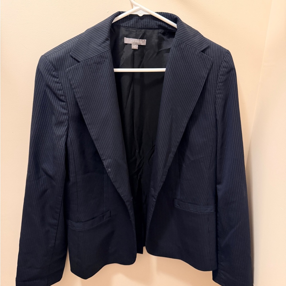 Ann Taylor Pinstripe Navy Blazer
